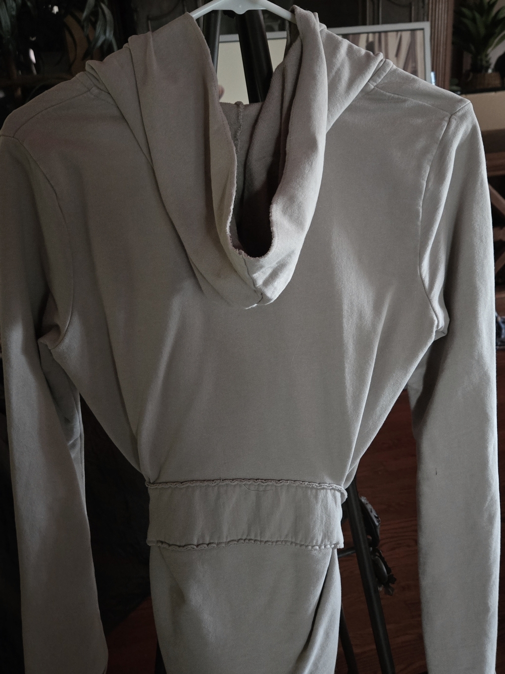 Lucky Brand Light Gray Hooded Jacket  with Black Floral Accents - Picture 3 of 4